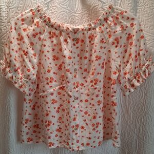 Zara Top Girls 9 White Floral Peasant Classic Bohemian Hippie Preppy Casual